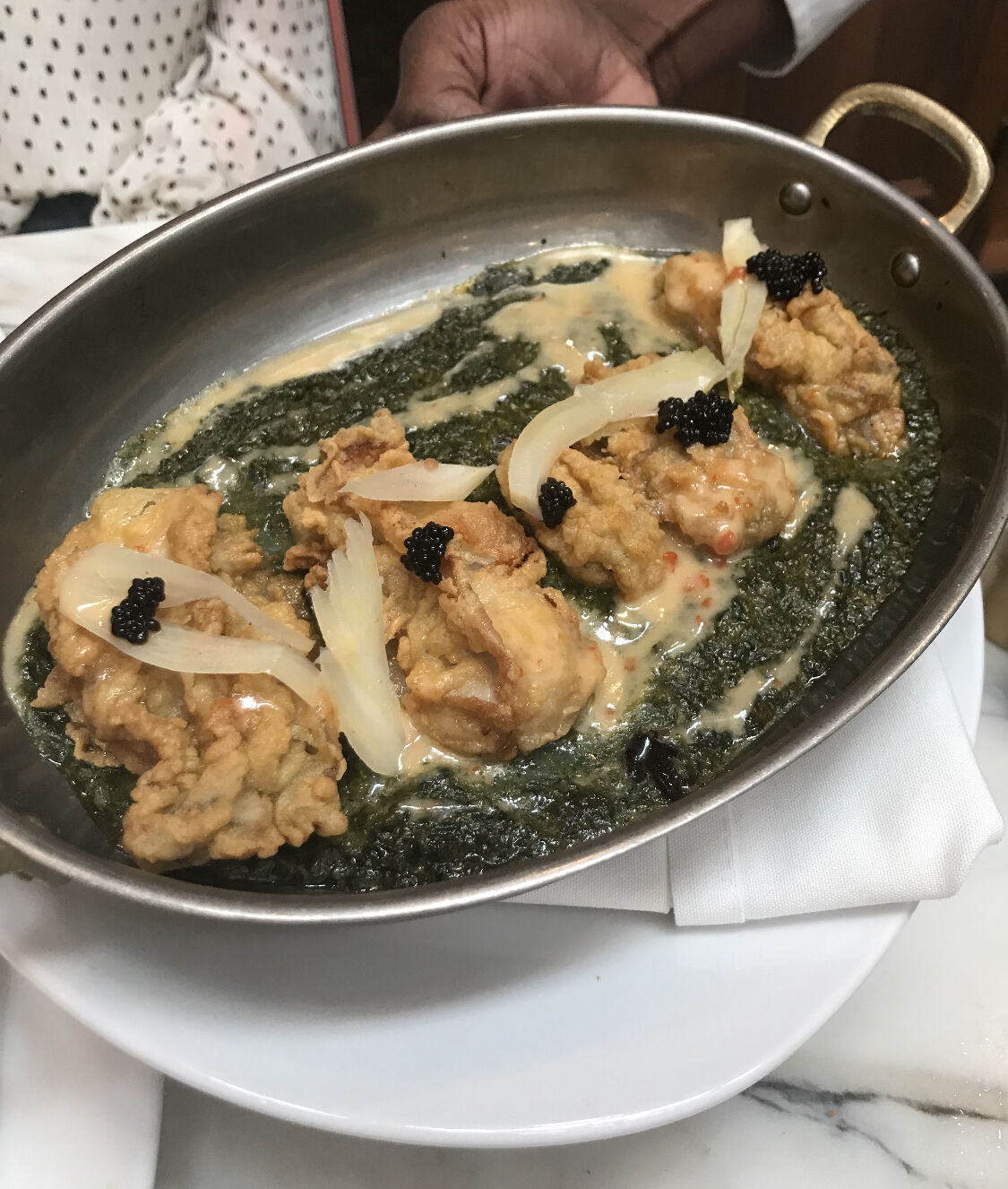 Fried oysters Rockefeller at Juban's